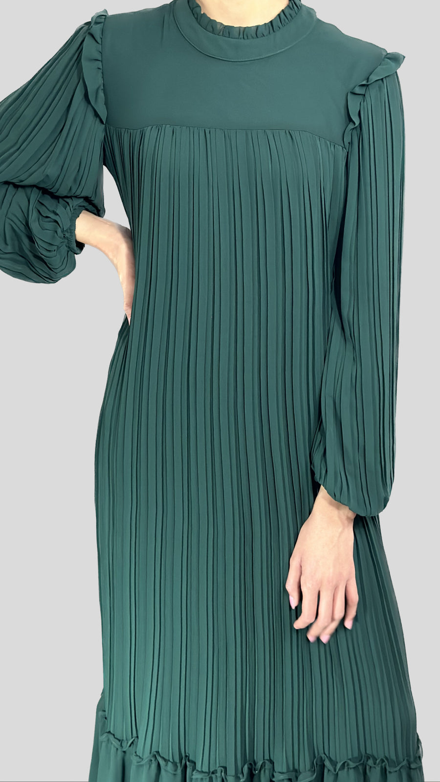 Emerald Pleated Dress