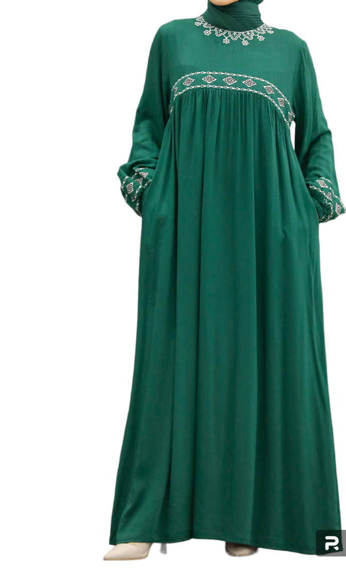 Green Embroidered Dress