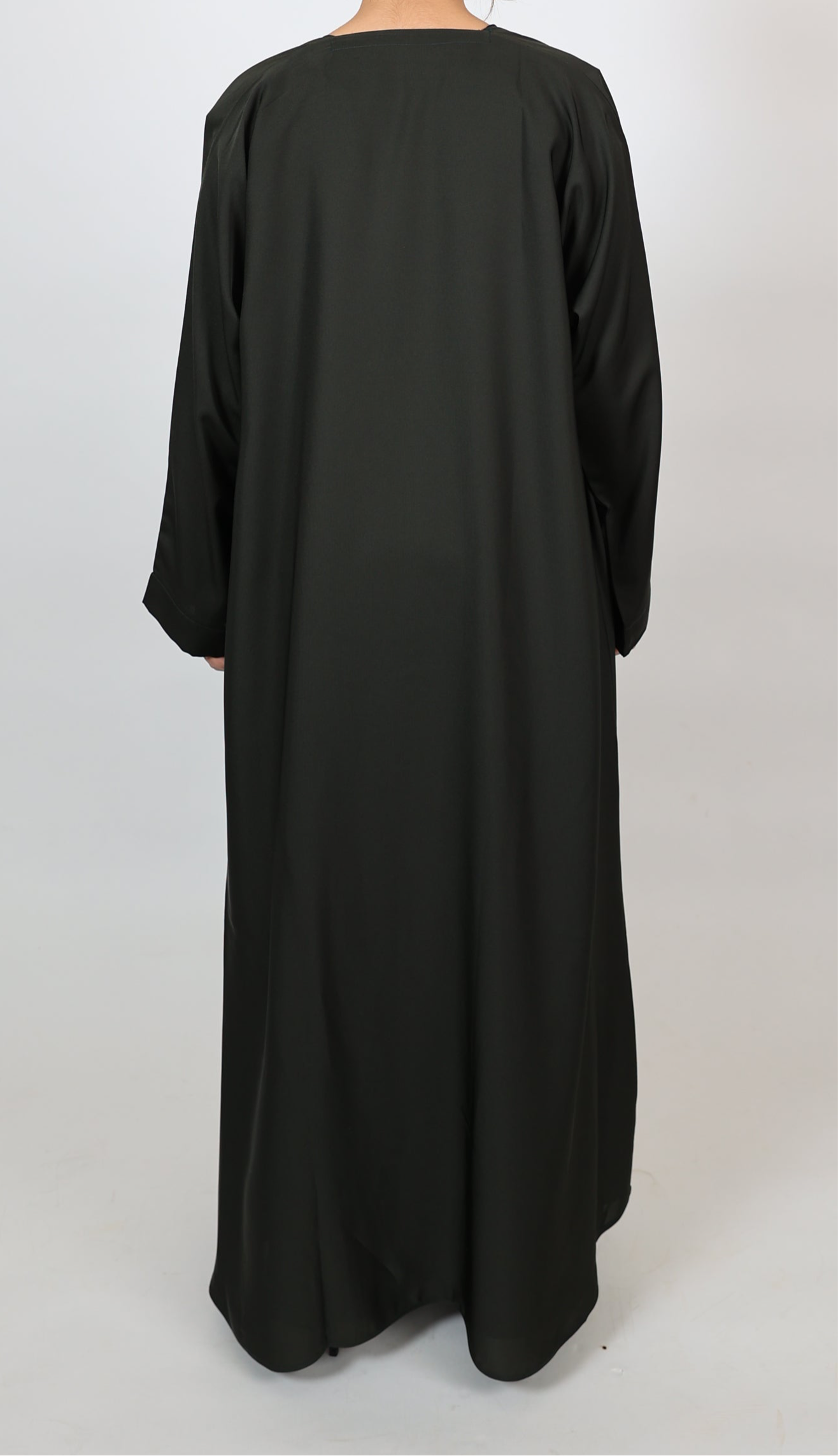 Black Open Front Abaya With Matching Slip