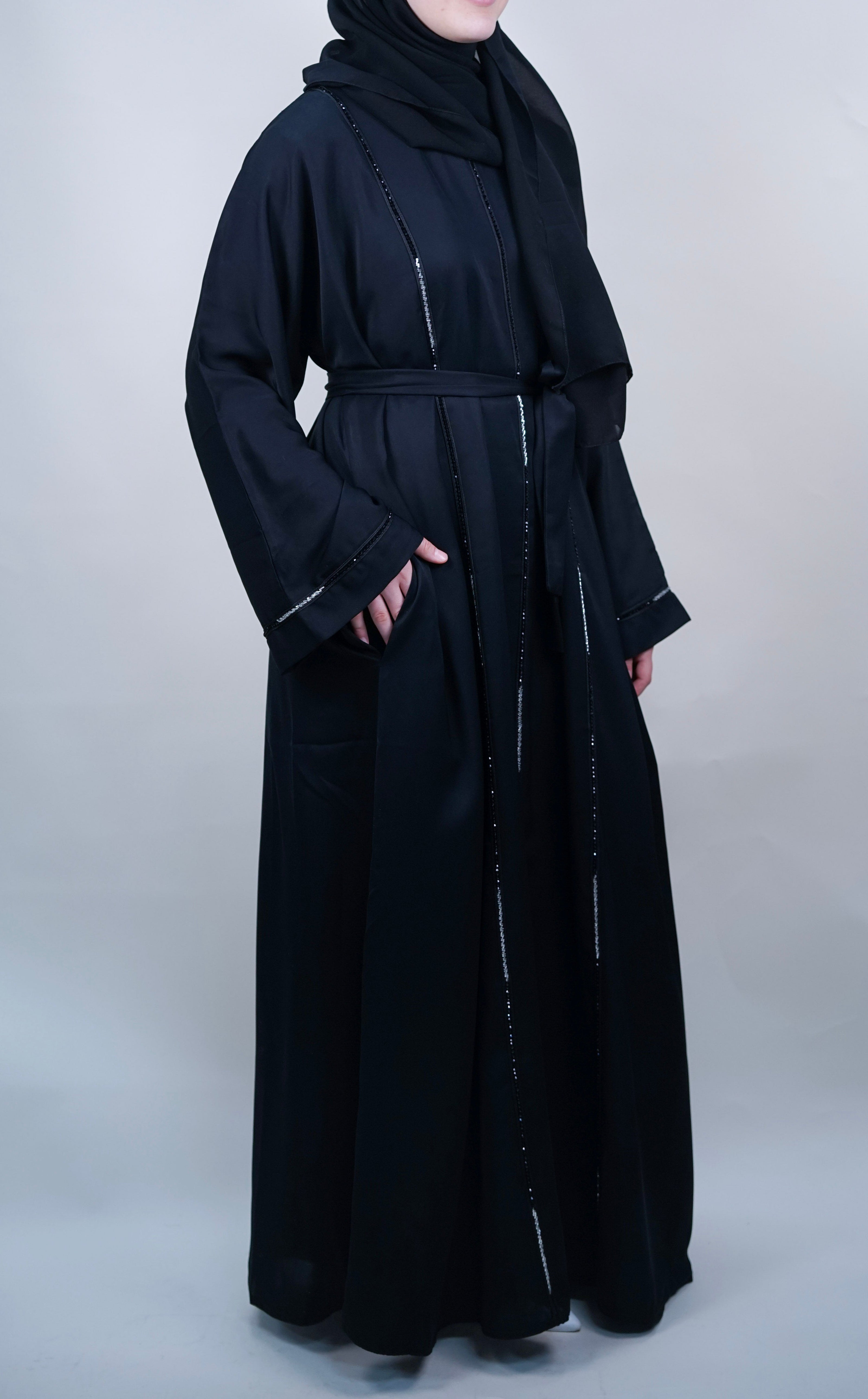 Classic Black Gemstone Abaya