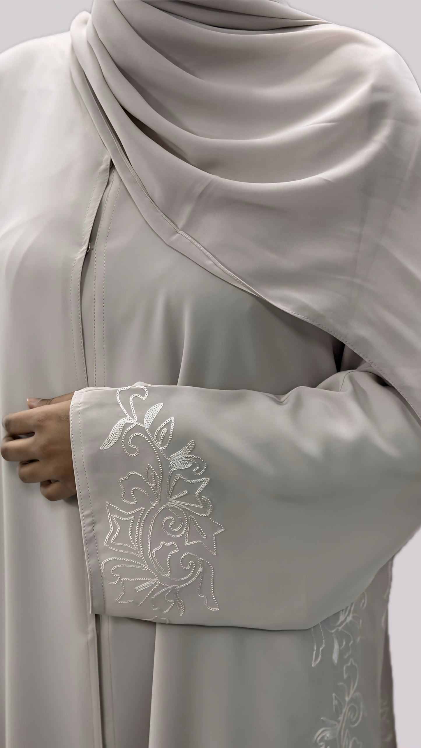 Ivory Classic Embroidered Abaya