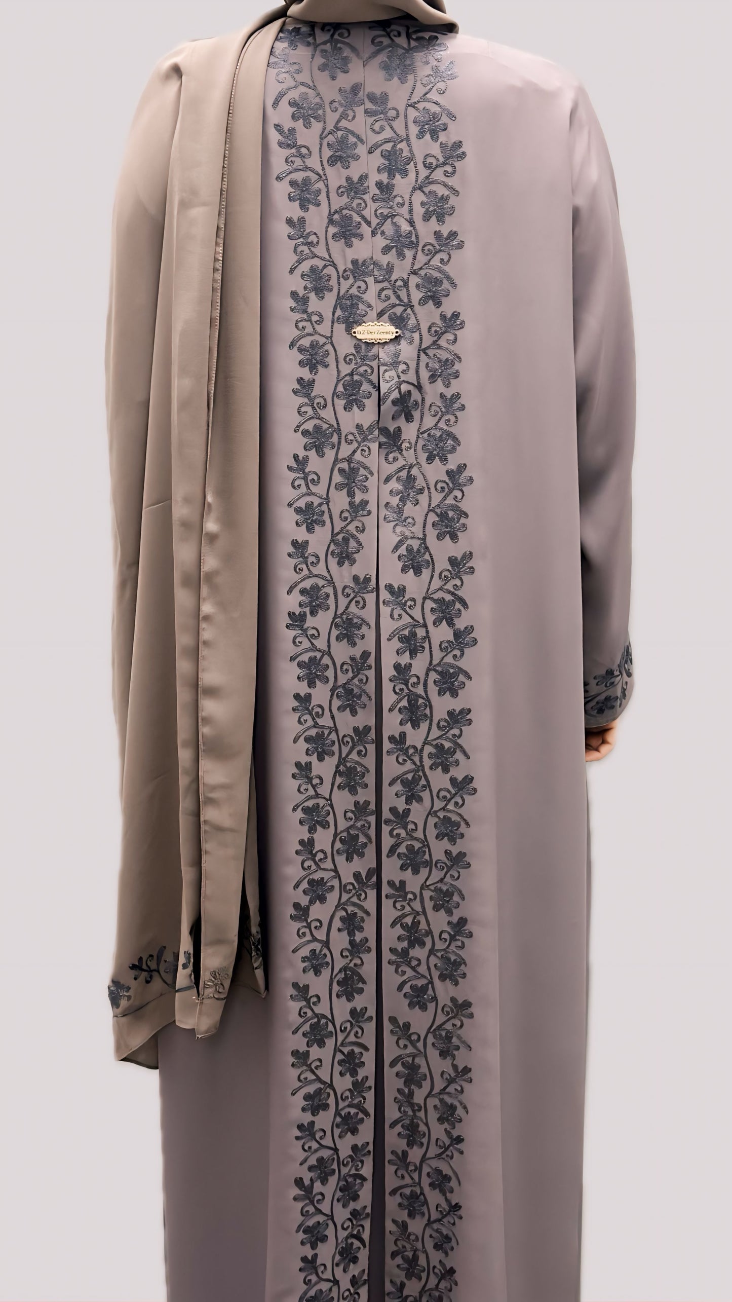 Rich Mauve Classic Embroidered Abaya