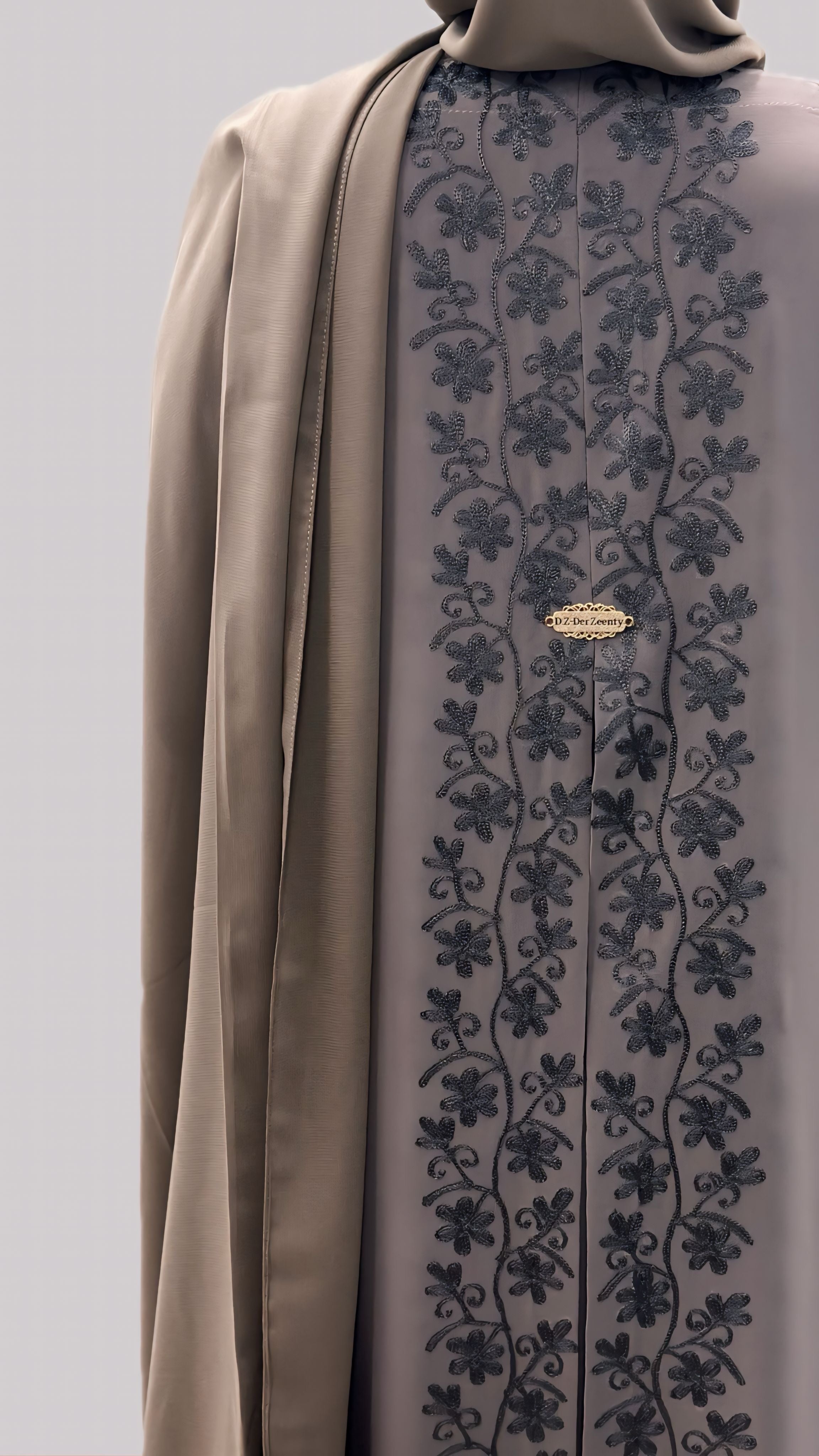 Rich Mauve Classic Embroidered Abaya