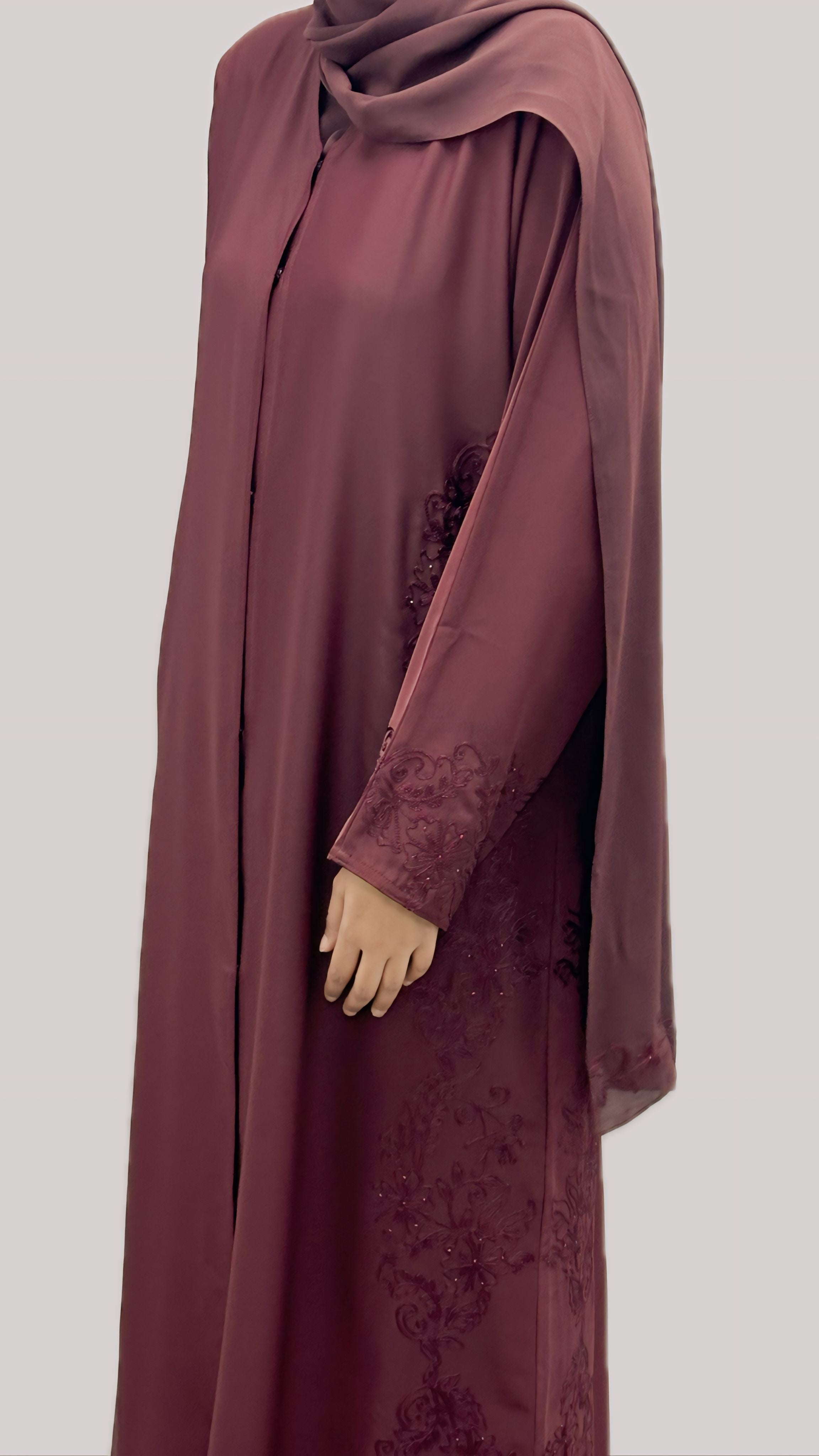 Ruby Red Classic Embroidered Abaya