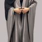 Shiny Taupe Open Front Abaya - Free Flow