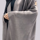 Shiny Taupe Open Front Abaya - Free Flow