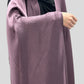 Shiny Mauve Open Front Abaya - Free Flow