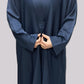 Navy Open Front Abaya With Matching Slip