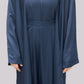 Navy Open Front Abaya With Matching Slip