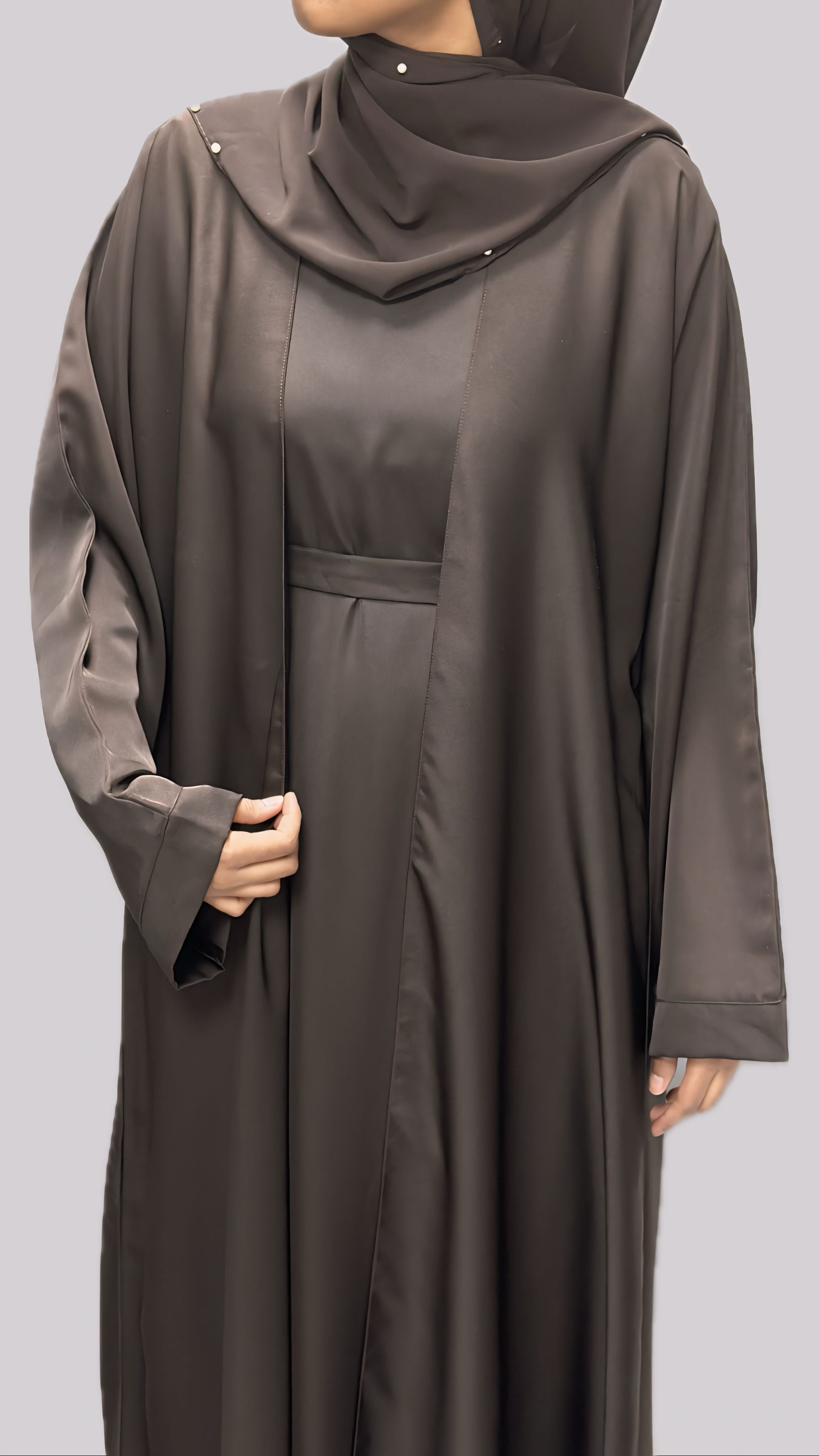 Open Front Abaya With Matching Slip