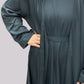 Deep Teal Open Front Abaya With Matching Slip