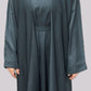 Deep Teal Open Front Abaya With Matching Slip