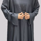 Grey Open Front Abaya With Matching Slip