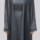 Grey Open Front Abaya With Matching Slip