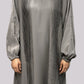 Taupe Pleated Open Front Abaya With Matching Slip