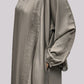 Taupe Pleated Open Front Abaya With Matching Slip