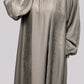 Taupe Pleated Open Front Abaya With Matching Slip