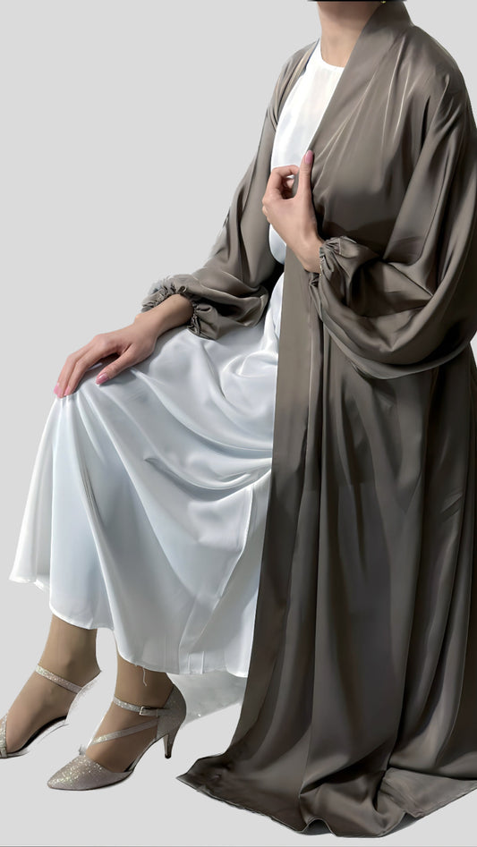 Satin Open Front Abaya