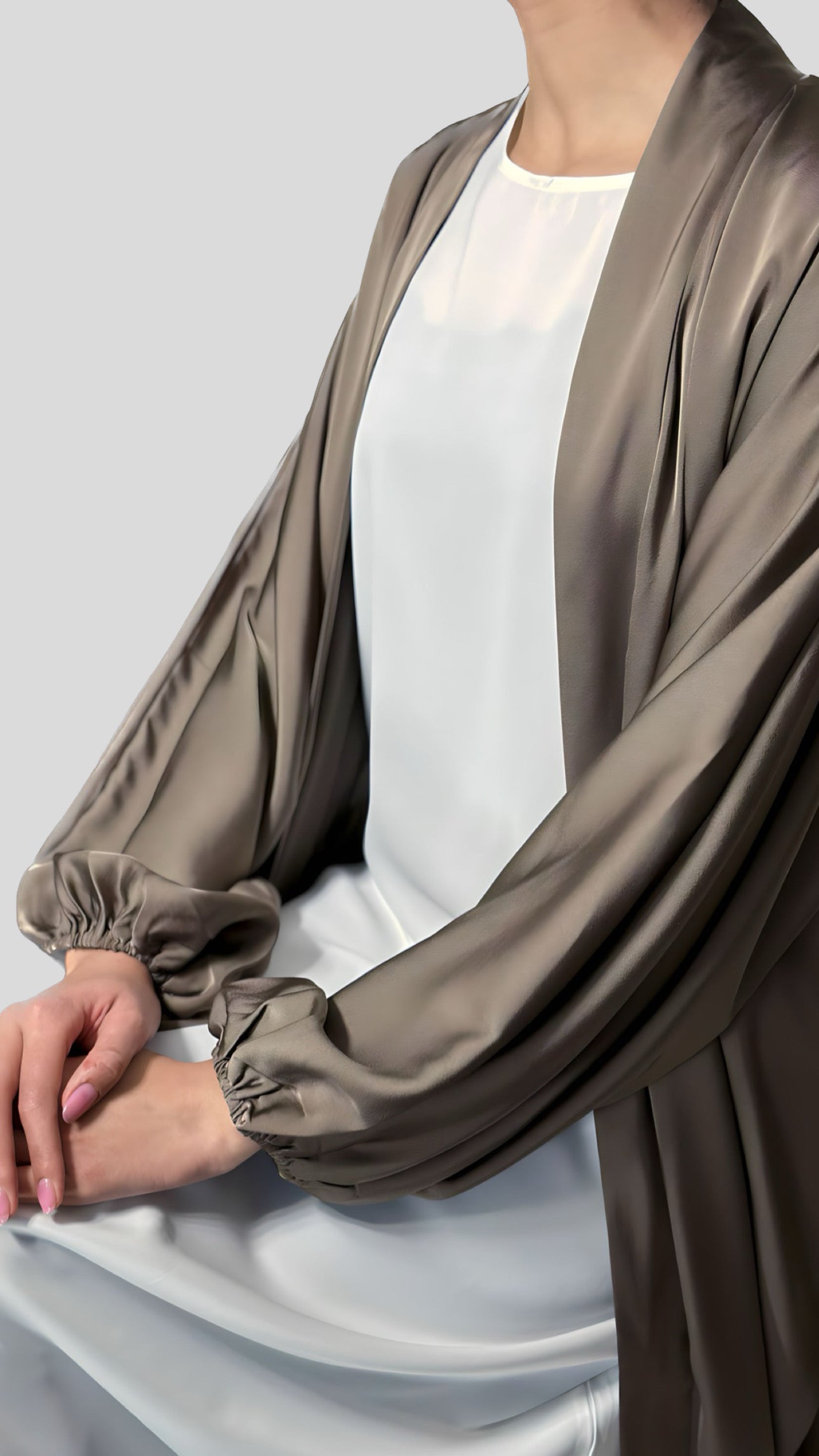 Satin Open Front Abaya