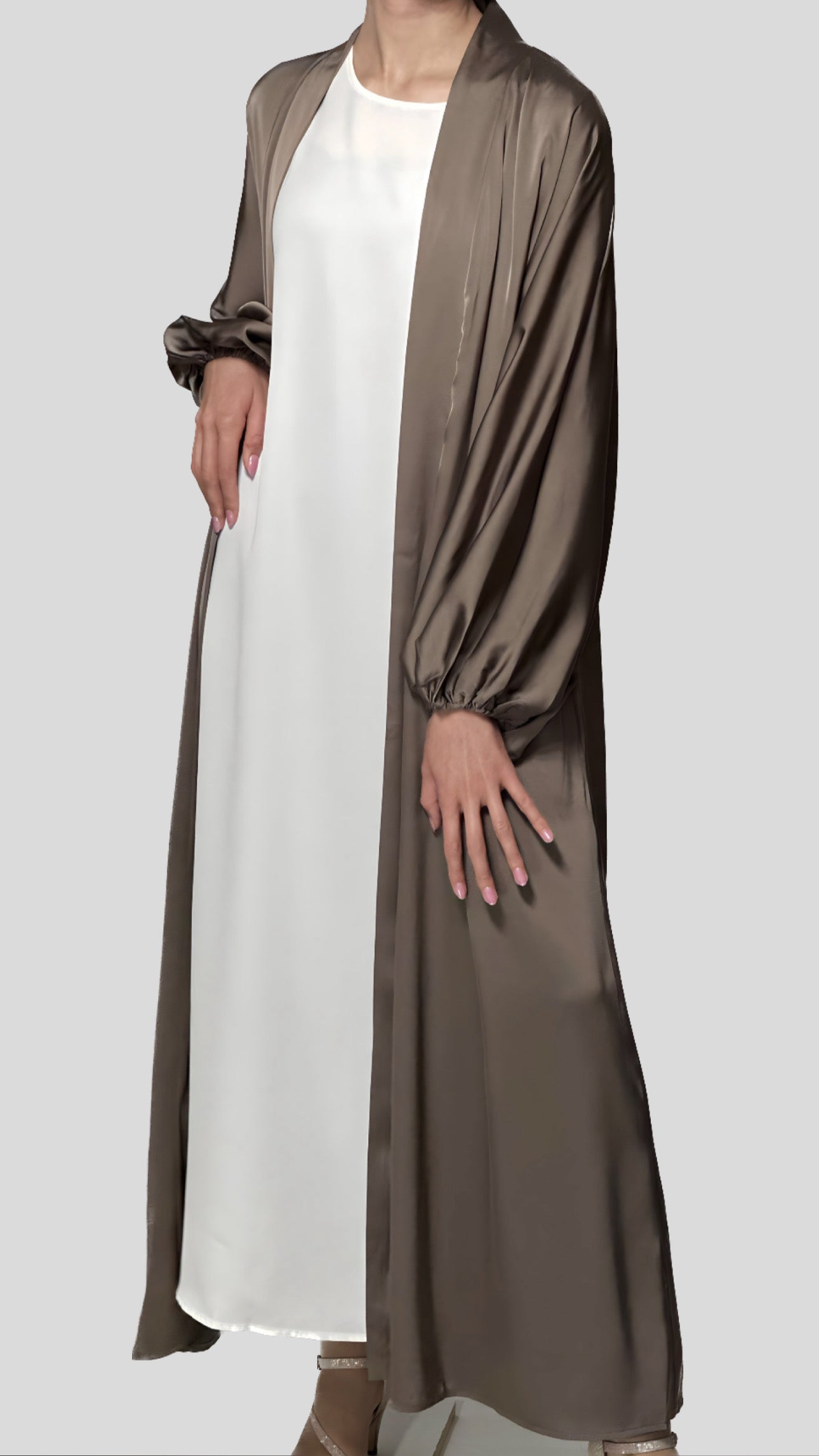 Satin Open Front Abaya